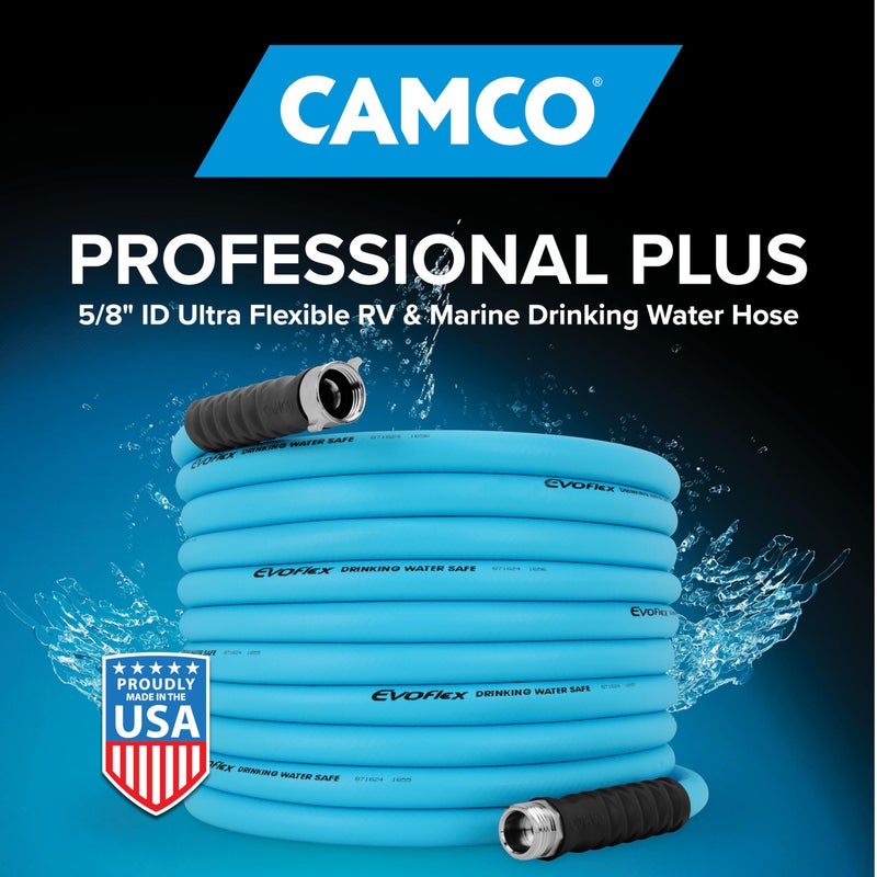 Camco EVOFlex 35-Ft RV Drinking Water Hose - Features Extra Flexible Design w/Stainless Steel Strain Relief Ends - Lead-Free, BPA-Free and Phthalate-Free - 5/8â€ Inside Diameter (22595) - Image 2